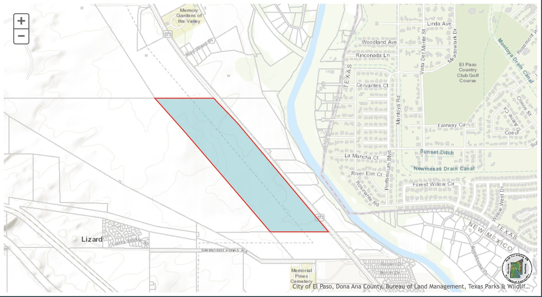 McNutt Road corridor in context with the Rio Grande and El Paso Country Club area