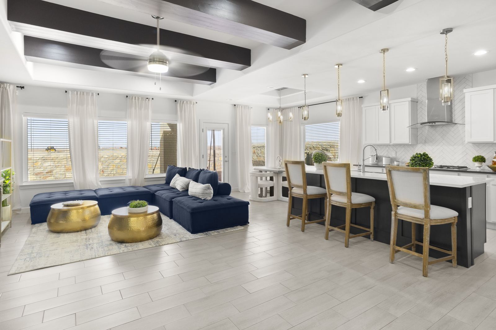 Pointe Homes living room with view windows